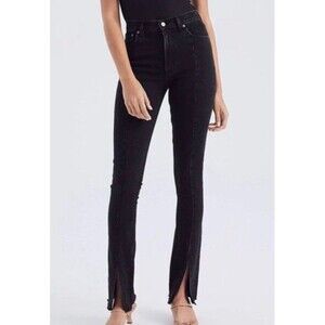 Abercrombie & Fitch Women's The Skinny High Rise Curve Black Slit Jeans 26 2R